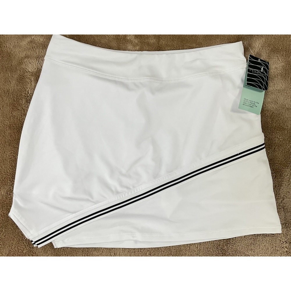 INPHORM White Asymetrical Black Ribbon Tennis Golf Skort Sz S Athleisure 511